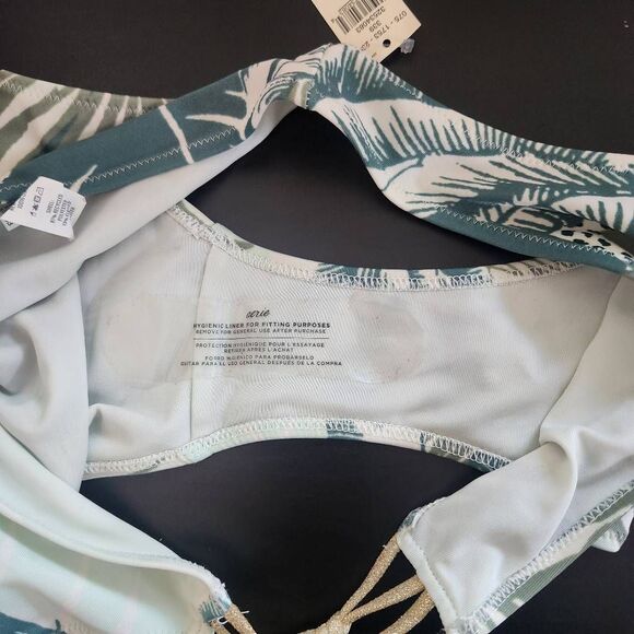 Aerie Green and Gold Print Bikini Bottoms NWT Size Small Full Coverage Bottoms - Picture 13 of 13